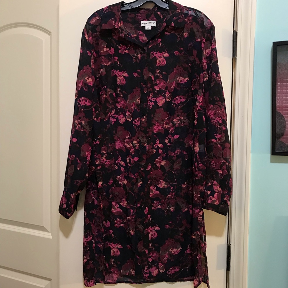 Sheer Floral Button Down